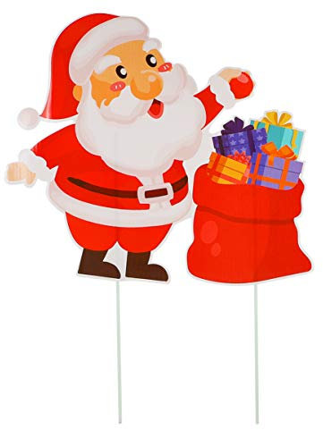PRETYZOOM Weihnachten Gartenstecker Weihnachtsmann Geschenketasche Dekostecker Gartenzaubereien Pflanzenstecker Gartenfigur Weihnachtsfigur Gartendeko Garten Rasen Weihnachtsdeko Winterdeko