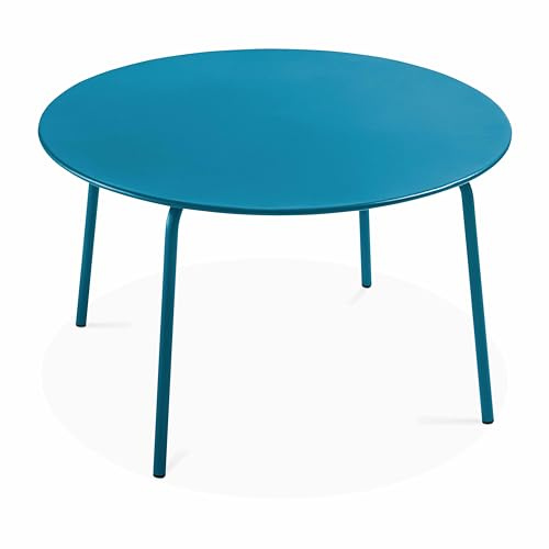 Gartentisch, rund, Stahl, 6-Sitzer, 120 cm, Pacific Blau – Palavas
