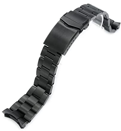 22 mm Super-O Boyer Metallarmband für Seiko 5 SRPD79K1 Diamond-Like Carbon DLC Black Coating