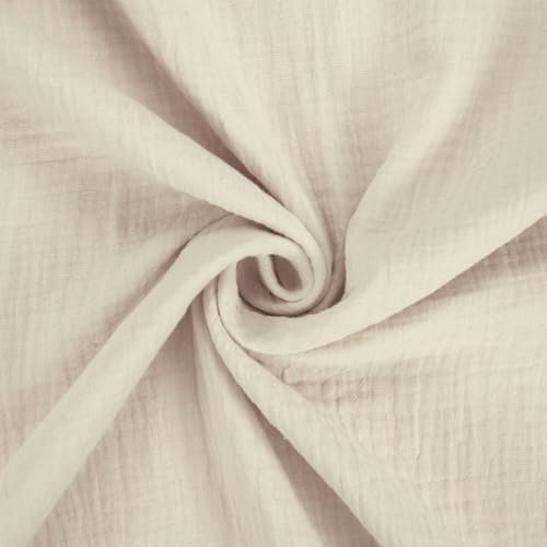 Musselin Stoff Sunny, Double Gauze, hellbeige (Länge am Stück: ab 50cm / Breite: 130cm)