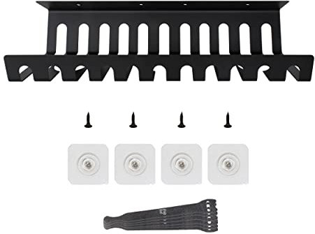 1x Kabelführung Kanal/Kabelhalterung, Kabelkanal, Unterbau für Schreibtisch, Tischplatte, Stromverteiler, Ladegeräte, Netzteile, Zuhause & Büro, stabil Metall, Schraub/Klebemontage (1 Stück, Black)
