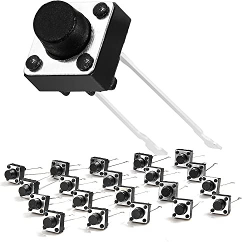 Chanzon Micro Momentané Bouton-Poussoir Interrupteur/Tact Switch 6 x 6 x 6 mm 20 pièces 2 broches (14.5mm) SPST interrupteurs à bouton-poussoir Pour planche à pain Circuit électrique Arduino PCB