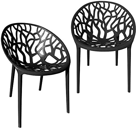 TRISENS Gartenstuhl Kunststoff Stapelstuhl Bistrostuhl Küchenstuhl Stuhl Stapelbar, Farbe:Schwarz, Menge:2 St.