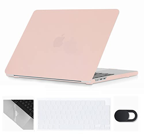Se7enline Compatible with MacBook Air 13.6 inch Case M4/M3/M2 2022-2025 for Mac Air 13-inch A2681/A3113/A3240 Laptop Hard Shell Case with Keyboard Cover & Webcam Cover & Trackpad Protector,Chalk Pink