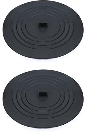QWORK® Confezione Da 2 Tappi Di Scarico In Silicone, Tappo Per Vasca Da Bagno, 15 Cm, Per Lavello Della Cucina, Vasca Da Bagno, Nero