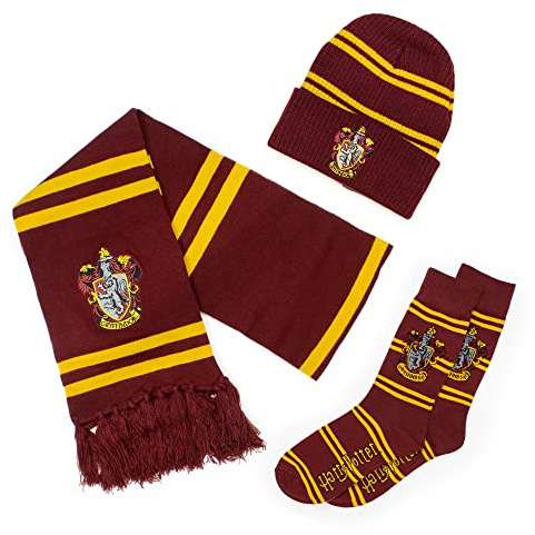Culture Fly Harry Potter Scarf Beanie Socks Premium Knit 3pc Winter Bundle Gift Set