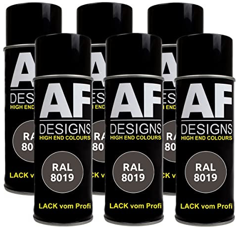Alex Flittner Designs RAL 8019 Lot de 6 bombes de peinture pour voiture Gris foncé mat 400 ml