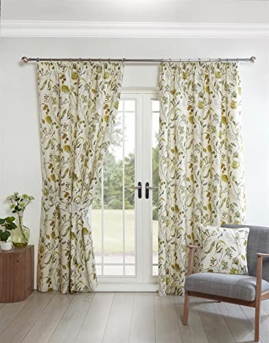Sundour Grove Floral Pencil Pleat Curtains Fennel 66x54