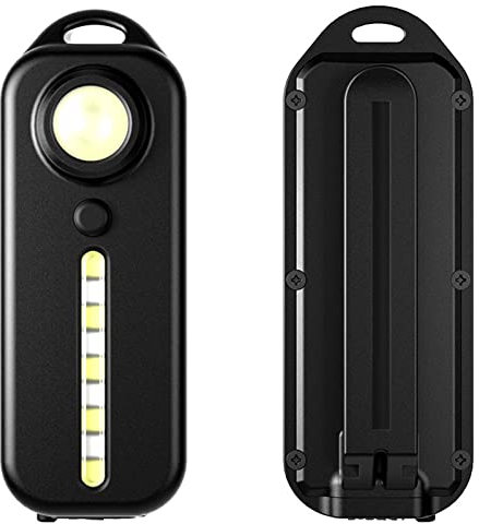 Linterna pequeña, llavero linterna LED brillante con 5 modos de iluminación, luz fuerte roja y azul intermitente, clip portátil, linterna de bolsillo recargable por USB, IPX3 impermeable