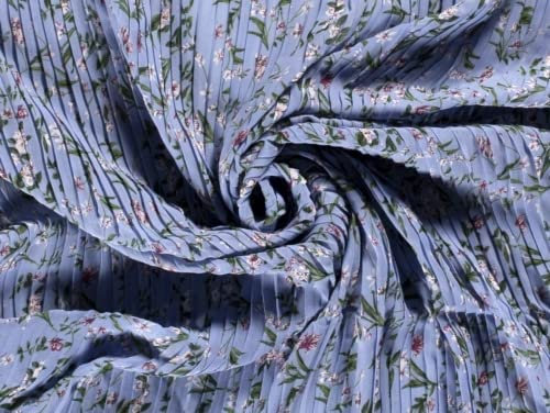 Minerva Plissierter Chiffonstoff, Meterware, Blau