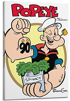 INKLOT Anime Popeye The Sailor Man Poster, dekoratives Gemälde, Leinwand, Wandposter und Kunstbild, modernes Familienzimmer, 30 x 45 cm