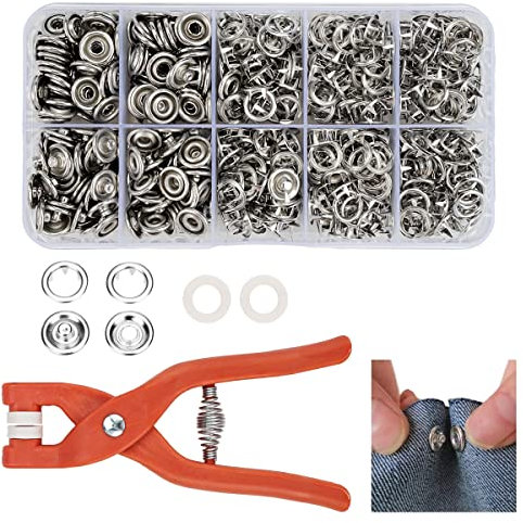 300 Sets Druckknöpfe 10mm, Metall Druckknopfzange mit Zange, Druckknöpfe Jersey Druckknöpfe, Druckknöpfe Ohne Nähen für Nähen Von Kinderkleidung, Leder, Stoff, Gürtel, Heimwerkerarbeiten
