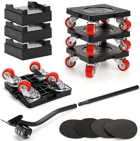 ZEAYEA Set of 12 Furniture Mover with Wheels and Lifter, 550 Lbs Load Capacity Furniture Dolly Movers, 360° Rotation Move Tools Lifting Equipment for Moving Furniture, Sofa, Cabinet, Refrigerator