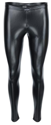 Vantissimo Herren Leggings Made in Germany in Schwarz Lack-Latex-Optik Satin Glanz Kunstleder Hose Leder Meggings Wetlook Lederhose Faux Pant (as3, Alpha, xx_l, Regular, Regular, Schwarz Satin Glanz)