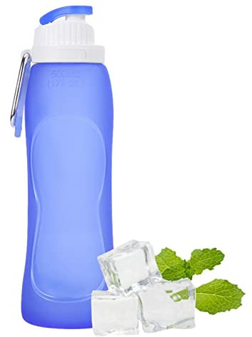 Gourde de sport pliable pour homme – Gourde de sport pliable de 500 ml à étanche, bouteille portable pour l'école de cyclisme de camping en plein air