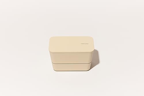 TAKENAKA Bento-Lunchbox, flache doppelte umweltfreundliche und nachhaltige Bento-Box aus Japan (weiße Eierschale)
