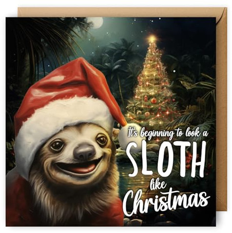 NotNiceThings Faultier Weihnachtskarte Ever, lustige Karten für ihn, für sie, Wortspiel Weihnachtskarten, Tier, lustige Weihnachtskarten, Freund, Freund