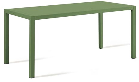 Mondo Viro Fester Tisch aus lackiertem Metall Quatris, rechteckig, für den modernen Garten (groß, 160 x 80 cm, 75 h, Minze)