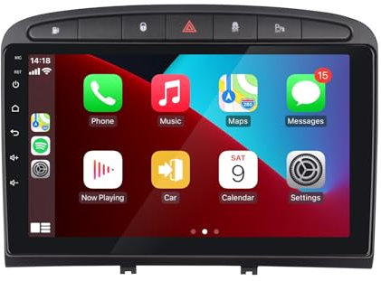LXKLSZ Autoradio compatibile con Wireless Carplay/Android Auto per Peugeot 308 408 2007-2013 con IPS touch screen/Bluetooth/Mirror Link/FM/AM/USB