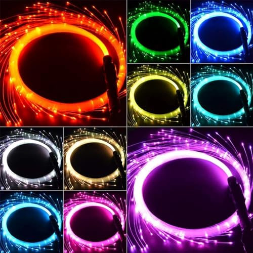 Frusta Pixel Girevole a 360°, Frusta in Fibra Ottica LED, 10 Colori 50 modalità Effetti, Alimentato a Batteria, per Balli, Feste, Spettacoli di Luci