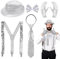 ZDQC 5 Stück Karneval Kostüm Herren Glitzer,Glitzer Kostüm Herren,Disco Glitzer Kostüm Herren 80er,Pailletten Hosenträger und Fliege,Kostüm Glitzer Und Glamour Herren,Glitzer Outfit Set (Silbrig)