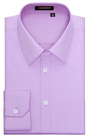 HISDERN Mens Purple Shirts Long Sleeve Formal Dress Shirts Regular Fit Shirt for Men Casual Plain Shirt M