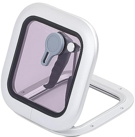 GYZOUKA 211 X 211mm Boat Hatch Window Grey Square Push Out Porthole Skylights Marine Hatch Porthole with Stainless Steel Support Rod for Yachets RV