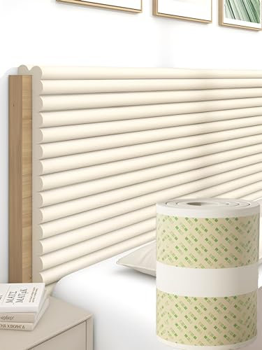 3d Wandpaneele Gepolstert für Schlafzimmer, 1cm Dick Anti-Kollision Wandkissen Selbstklebend, Gepolstert Wandpolster Bett Kopfteil für Wohnzimmer, Garage, Balkon, Tisch, Ecke ( Color : Beige , Size :