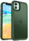 Kmofizle Funda para iPhone 11 con 2 Piezas Protector de Pantalla Cristal Templado, Carcasa iPhone 11 Protección contra Caídas Grado Militar Antigolpes, Fina Carcasa Translúcida Mate Trasera, Verde