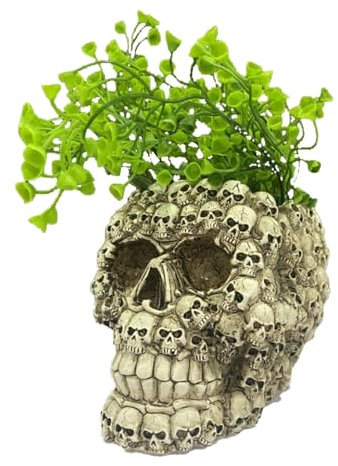 VNVPRM Maceta de Calavera, macetero de Calavera, jarrón de Calavera, Figuras de Calavera de Halloween, Adornos de Halloween, estatuas, maceteros de Calavera(Color:White)