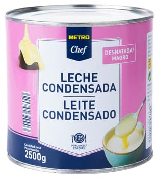 METRO Chef Leche Condensada - Entera y Desnatada - 2,5kg, 950g, 2,42kg, 900g | Ideal para Postres y Repostería | (1 LATA, Leche Condensada Desnatada 2,5 kG.)
