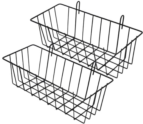 Jauhmui Estantería de pared sin taladrar, 2 unidades, cesta de pared de alambre, cesta de rejilla, organizador de pared para pared de fotos (negro)