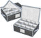 VERONLY Mug and Cup Storage Box with Dividers - 2 Pack China Storage Bin Containers Holds 24 Glassware, Stackable Coffee Mug Organizer Bin and Tea Cup with 2 Metal Zipper,Label and Handles (Grey)