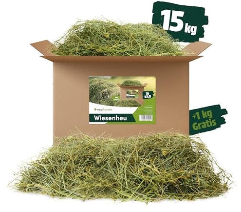napfpower 5 kg Heu direkt vom Hof | 1. Schnitt Wiesenheu aus Bayern | hochwertiges & unbehandeltes Heu für Futter & Einstreu von Kaninchen, Hamster, Meerschweinchen & Hasen