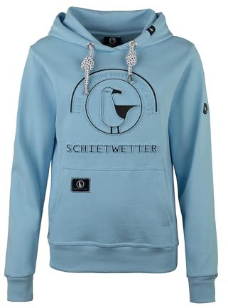 SCHIETWETTER Damen Hoodie NOLA Nordstern, Kapuzenpullover für Frauen, Sweater, Sweatshirt, Langarm mit Kapuze, 3D-Druck l-Blue 44