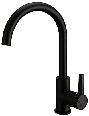 JNVFTCUX Kupfer Küchenarmatur Küchenspüle Wasserhahn Kaltwassermischer Wasserhahn Spülmaschine Schwarz Drehhahn Einhanddrehbar,Schwarz(Noir)