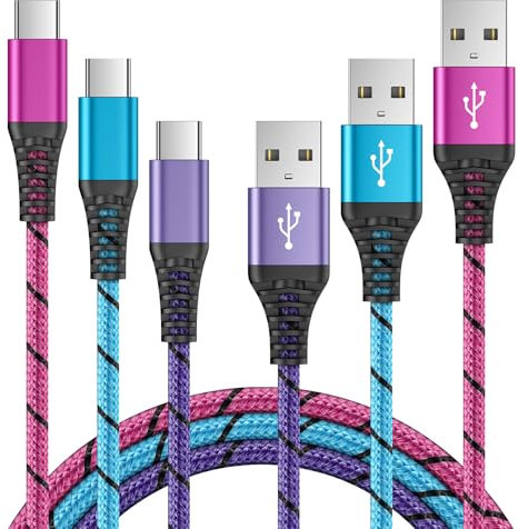 Cavo USB Tipo C, [ 0.9M 3Pack ] Cavo USB a USB C Cavo iPhone 15 Ricarica Rapida Nylon per Samsung A13/A14/A55/A15/A25/A52/S24 Ultra/S23/S22/S21/A54/A35/z flip 6/z fold 5,iPhone 16 pro,Pixel