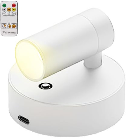 GOMETY LED Spots mit Fernbedienung, Wandleuchte USB Aufladbar 3 Farbtemperaturen Dimmbar Wandlampe, LED Kabellos Bilderleuchten mit Timing Funktion Spotlight für Kunst Pflanzen Portraits