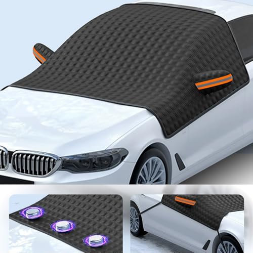 AASGFD Frontscheibenabdeckung Winter für VW Caddy Alltrack ab Bj.2016-2020,Scheibenabdeckung Auto Windschutzscheibe Abdeckung mit Seitenflügel Spiegel Eisschutzfolien Frost Guard,Black-1