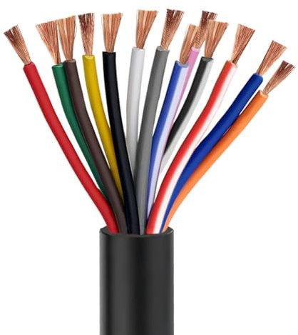 Qiping 13×0,5mm² Filo 13 Conduttori Tondo Cavo per rimorchio 2M 12V/24V Elettrico per Barche/Automobilistiche/LED Lampadine