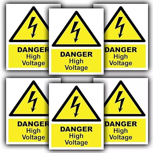 Selbstklebende Vinyl-Aufkleber, Motiv: Danger High Voltage, wasserfest, 110 mm x 90 mm, 6 Stück