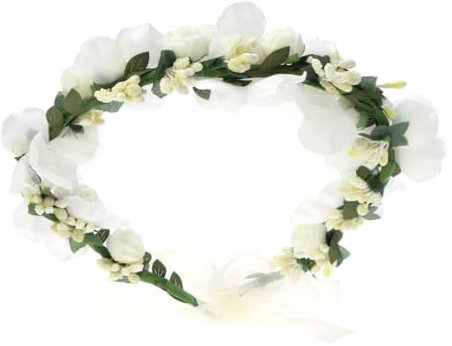 Healeved Blumenkranz Für Mädchen Und Frauen Eleganter Haarreifen Aus Künstlichen Blumen Für Hochzeiten Fotografie Partys Und Besondere Anlässe Weiß