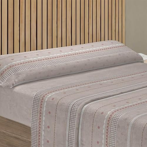 Rufino Díaz Juego Sábanas Pirineo Cuadrados Invierno 3 Piezas (Beige - 90 cm)