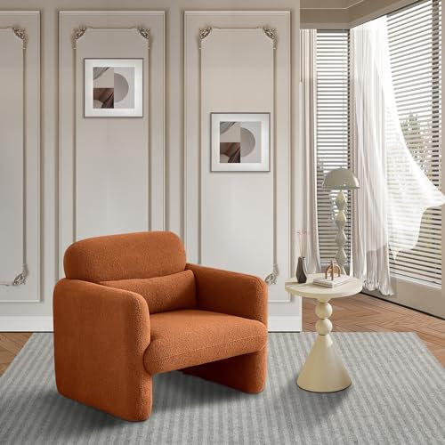 PerGar Groß Ohrensessel Sessel Wohnzimmer, Relaxsessel Fernsehsessel, Polstersessel Fernsehsessel Einzelsofa, Polstersessel, Lesesessel für Schlafzimmer, Balkon, Lammfellstoff, Naranja