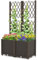 HOMASIS Fioriera con Spalliera da Esterno in PE, Vaso Rettangolare da Giardino con Auto-Irrigante e Fori di Drenaggio, Fioriera con Grigliato per Rampicanti da Balcone (Marrone, 80 x 40 x 140 cm)