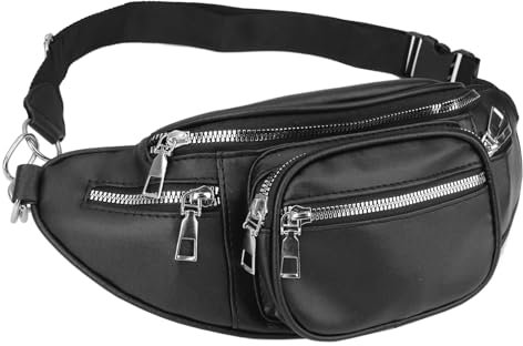 wasserdichte Bauchtasche Für Herren Und Damen - Gürteltasche Mit 6 Reißverschlusstaschen, Groß Brustbeute, Ideal Für Outdoor Reisen, Wandern, Laufen, Joggen Und Hundetraining (Schwarz)