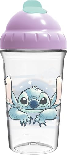TATAWAY Stitch Trinkbecher mit flexiblem Strohhalm, 295 ml, Disney-Becher für Kinder, auslaufsicher, sicher und wiederverwendbar – perfekt für Schule, Kindergarten, Reisen – Lilo & Stitch Design
