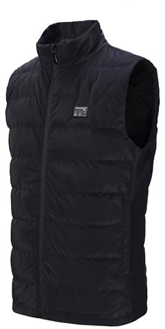 Rasfalo Heated Gilet for Men Women, Electric Heated Vest with 10000mAh Battery Pack, Winter Heated Body Warmer with 15 Heating Zones 3 Heating Levels, Rechargeable Heated Jacket Black XL