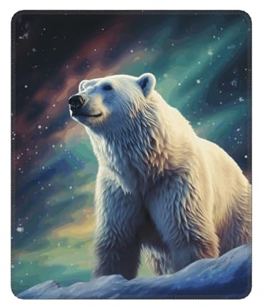 Mauspad, Computer-Mauspad mit rutschfester Gummiunterseite, Nordlichter, Eisbär-Mauspad, waschbar, Gaming-Mauspad, tragbares Tastatur-Pad für Laptop, Büro, Zuhause, 25 x 30 cm