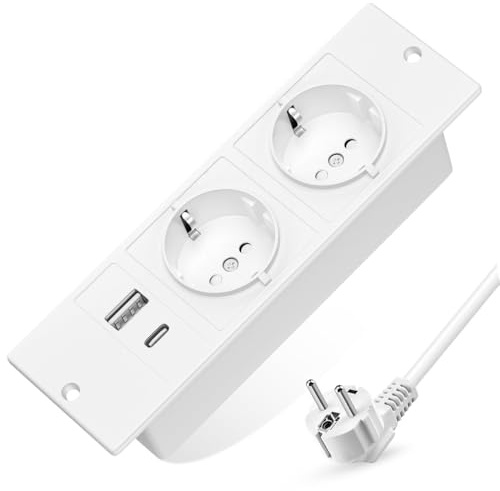 Einbausteckdosenleiste, bündige Ladestation, USB-Stecker, Überspannungsschutz, versteckte Steckdosenverlängerung mit Verlängerungskabel für Schreibtisch, Möbel, Konferenztisch